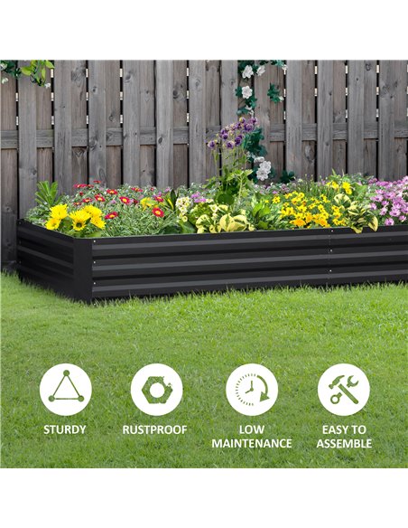 Outsunny Metal Raised Garden Bed Planter Box Outdoor Planters for Growing Flowers, Herbs, Grey, 241x90.5x30cm 845-518GY - pic 54203 | FastDaddyshop