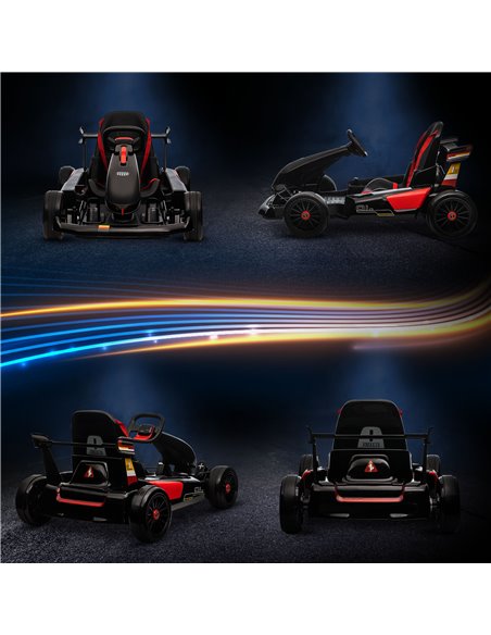 HOMCOM Electric Go Kart with Adjustable Footrest, Reversing Steering Wheel, Kids Ride-On Racing Go Kart with 12V Rechargeable Ba - pic 5424 | FastDaddyshop