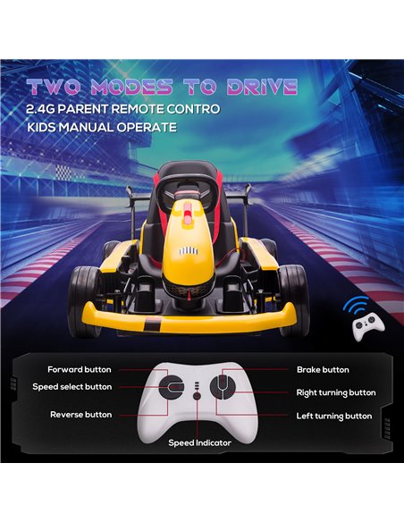 HOMCOM Electric Go Kart with Adjustable Footrest, Reversing Steering Wheel, Kids Ride-On Racing Go Kart with 12V Rechargeable Ba - pic 5429 | FastDaddyshop