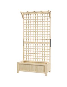 Outsunny Raised Bed with Drainage Holes, Wood Planter with Trellis, Natural 845-792V00ND