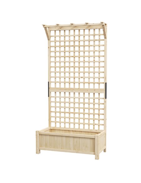 Outsunny Raised Bed with Drainage Holes, Wood Planter with Trellis, Natural 845-792V00ND - pic 54297 | FastDaddyshop