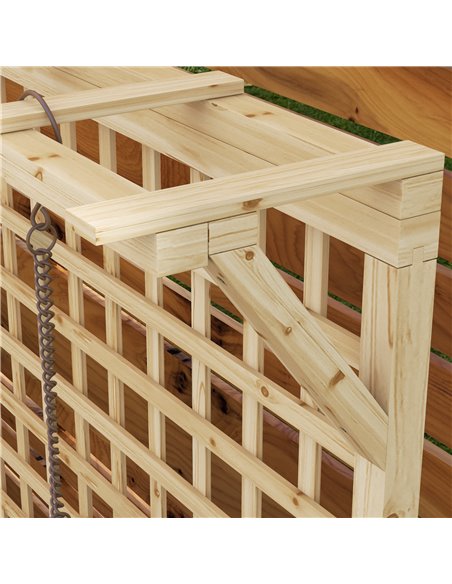 Outsunny Raised Bed with Drainage Holes, Wood Planter with Trellis for Climbing Plants to Grow Vegetables, Flowers, Natural 845- - pic 54305 | FastDaddyshop