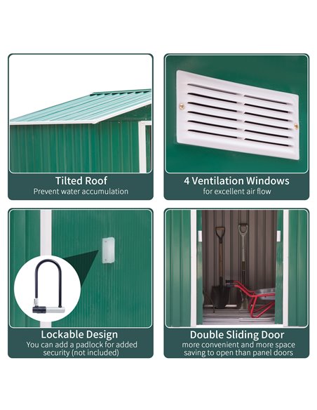 Outsunny 7ft x 4ft Lockable Garden Shed Large Patio Roofed Tool Metal Storage Building Foundation Sheds Box Outdoor Furniture, G - pic 54310 | FastDaddyshop