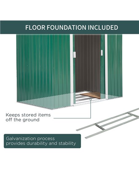 Outsunny 7ft x 4ft Lockable Garden Shed Large Patio Roofed Tool Metal Storage Building Foundation Sheds Box Outdoor Furniture, G - pic 54312 | FastDaddyshop