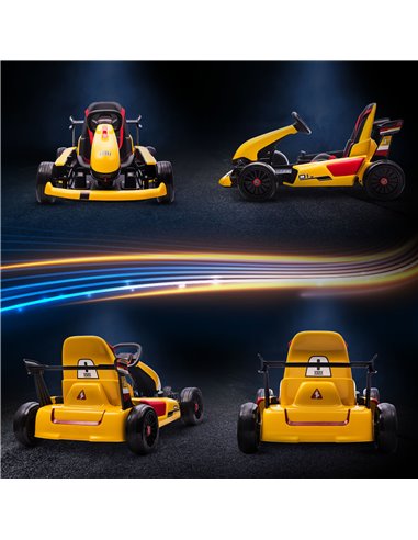 HOMCOM Electric Go Kart with Adjustable Footrest, Reversing Steering Wheel, Kids Ride-On Racing Go Kart with 12V Rechargeable Ba