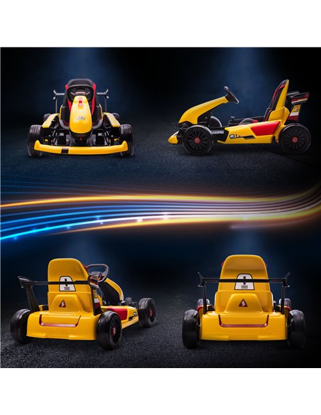 HOMCOM Electric Go Kart with Adjustable Footrest, Reversing Steering Wheel, Kids Ride-On Racing Go Kart with 12V Rechargeable Ba - pic 5432 | FastDaddyshop