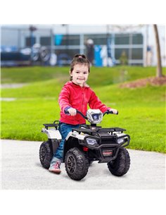Homcom 3+ Kids Quad Bike ATV 12V with Forward Reverse Functions, Music, LED Headlights, White 2