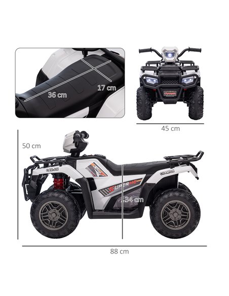 HOMCOM 12V Kids Quad Bike with Forward Reverse Functions, Electric Ride On ATV with Music, LED Headlights, for Ages 3-5 Years -  - pic 5435 | FastDaddyshop