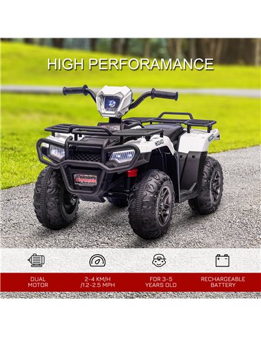 HOMCOM 12V Kids Quad Bike with Forward Reverse Functions, Electric Ride On ATV with Music, LED Headlights, for Ages 3-5 Years - 