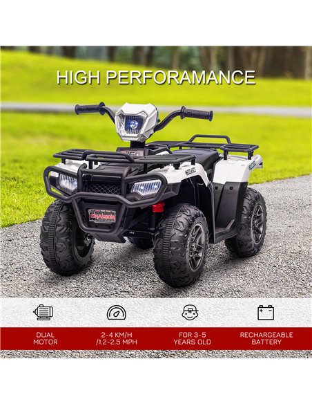 HOMCOM 12V Kids Quad Bike with Forward Reverse Functions, Electric Ride On ATV with Music, LED Headlights, for Ages 3-5 Years -  - pic 5436 | FastDaddyshop