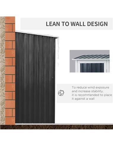Outsunny Garden Storage Shed, Outdoor Tool Shed with Sloped Roof, Lockable Door for Equipment, Bikes, Grey, 142 x 84 x 189cm 845