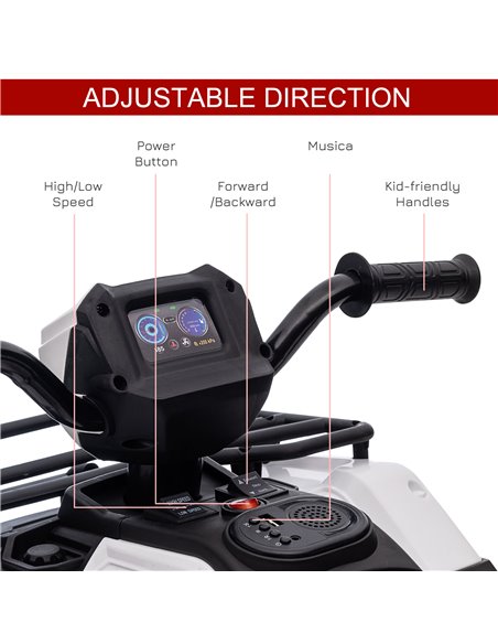HOMCOM 12V Kids Quad Bike with Forward Reverse Functions, Electric Ride On ATV with Music, LED Headlights, for Ages 3-5 Years -  - pic 5437 | FastDaddyshop