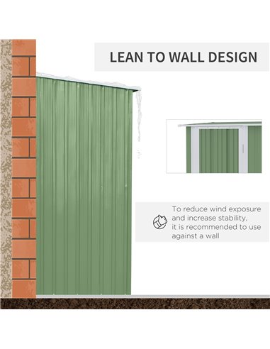 Outsunny Garden Storage Shed, Outdoor Tool Shed with Sloped Roof, Lockable Door for Equipment, Bikes, Light Green, 142 x 84 x 18