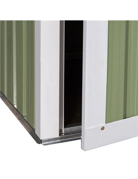 Outsunny Garden Storage Shed, Outdoor Tool Shed with Sloped Roof, Lockable Door for Equipment, Bikes, Light Green, 142 x 84 x 18 - pic 54376 | FastDaddyshop