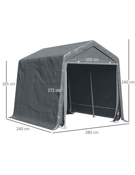 Outsunny Garden Storage Tent, Heavy Duty Bike Shed, Patio Storage Shelter w/ Metal Frame and Double Zipper Doors, 2.8m x 2.4m x  - pic 54380 | FastDaddyshop