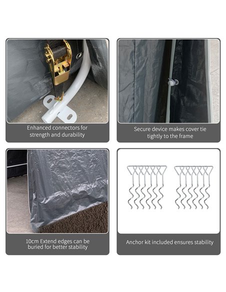 Outsunny Garden Storage Tent, Heavy Duty Bike Shed, Patio Storage Shelter w/ Metal Frame and Double Zipper Doors, 2.8m x 2.4m x  - pic 54382 | FastDaddyshop