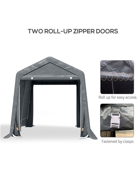 Outsunny Garden Storage Tent, Heavy Duty Bike Shed, Patio Storage Shelter w/ Metal Frame and Double Zipper Doors, 2.8m x 2.4m x  - pic 54383 | FastDaddyshop