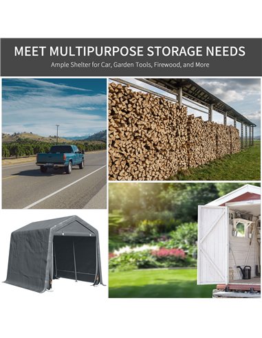 Outsunny Garden Storage Tent, Heavy Duty Bike Shed, Patio Storage Shelter w/ Metal Frame and Double Zipper Doors, 2.8m x 2.4m x 