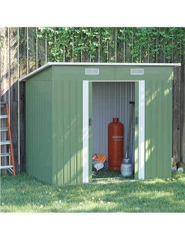 Outsunny 6.8 x 4.3ft Outdoor Garden Storage Shed, Tool Storage Box for Backyard, Patio and Lawn, Light Green 845-496YG