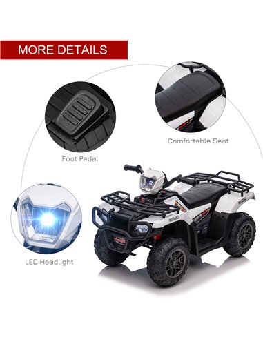 HOMCOM 12V Kids Quad Bike with Forward Reverse Functions, Electric Ride On ATV with Music, LED Headlights, for Ages 3-5 Years - 