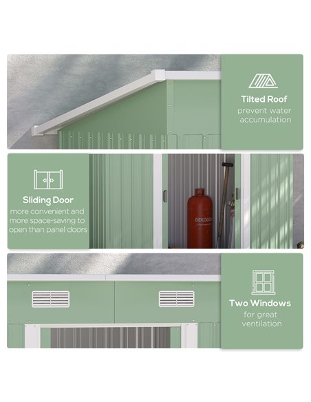 Outsunny 6.8 x 4.3ft Outdoor Garden Storage Shed, Tool Storage Box for Backyard, Patio and Lawn, Light Green 845-496YG - pic 54392 | FastDaddyshop