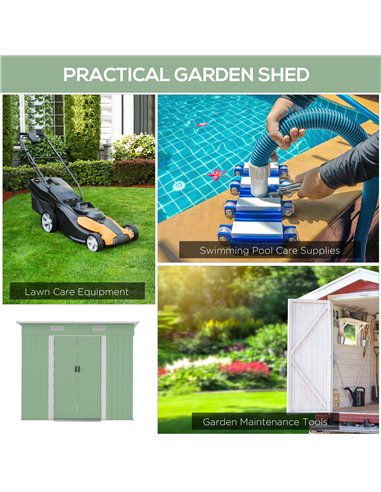 Outsunny 6.8 x 4.3ft Outdoor Garden Storage Shed, Tool Storage Box for Backyard, Patio and Lawn, Light Green 845-496YG
