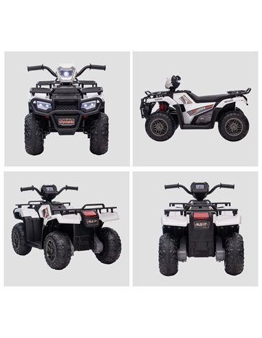HOMCOM 12V Kids Quad Bike with Forward Reverse Functions, Electric Ride On ATV with Music, LED Headlights, for Ages 3-5 Years - 