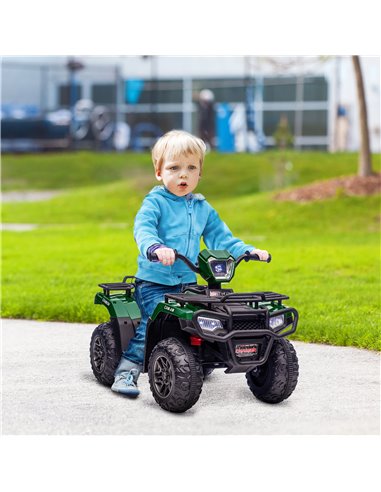 HOMCOM 12V Kids Quad Bike with Forward Reverse Functions, Electric Ride On ATV with Music, LED Headlights, for Ages 3-5 Years - 