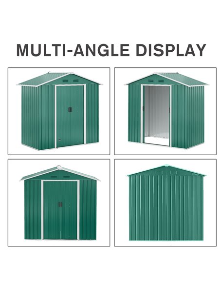 Outsunny 6.5ft x 3.5ft Metal Garden Storage Shed for Outdoor Tool Storage with Double Sliding Doors and 4 Vents, Green 845-425GN - pic 54426 | FastDaddyshop