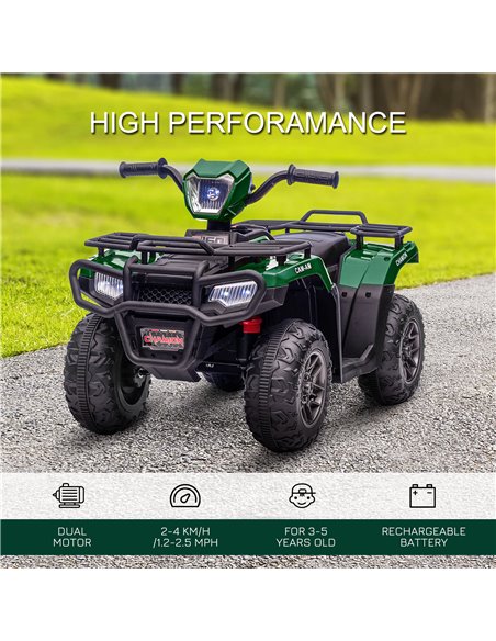 HOMCOM 12V Kids Quad Bike with Forward Reverse Functions, Electric Ride On ATV with Music, LED Headlights, for Ages 3-5 Years -  - pic 5444 | FastDaddyshop