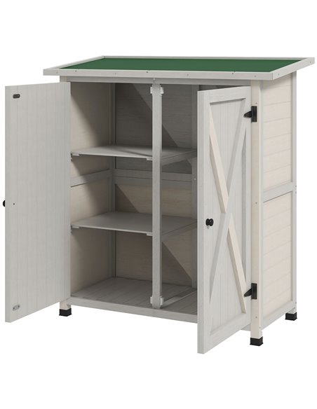 Outsunny Wooden Garden Shed Storage Shed, Light Grey 845-324V01LG - pic 54450 | FastDaddyshop