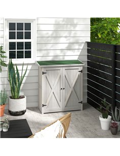 Outsunny Wooden Garden Shed Storage Shed, Light Grey 845-324V01LG 2