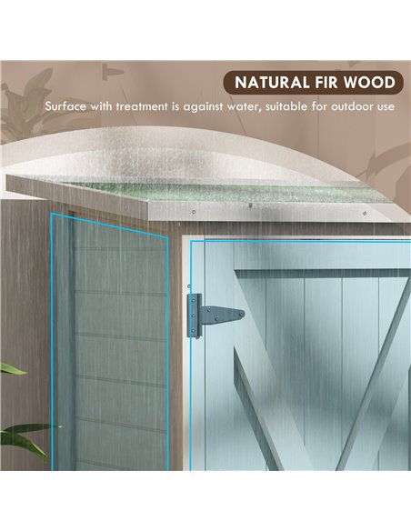 Outsunny Wooden Garden Shed Storage Shed Fir Tool Cabinet with Shelves Double Door Light Grey 845-324V01LG - pic 54456 | FastDaddyshop