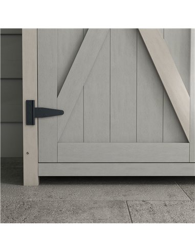 Outsunny Wooden Garden Shed Storage Shed Fir Tool Cabinet with Shelves Double Door Light Grey 845-324V01LG