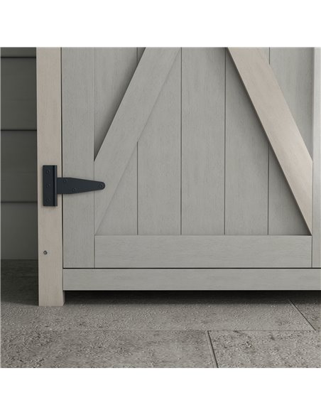 Outsunny Wooden Garden Shed Storage Shed Fir Tool Cabinet with Shelves Double Door Light Grey 845-324V01LG - pic 54458 | FastDaddyshop