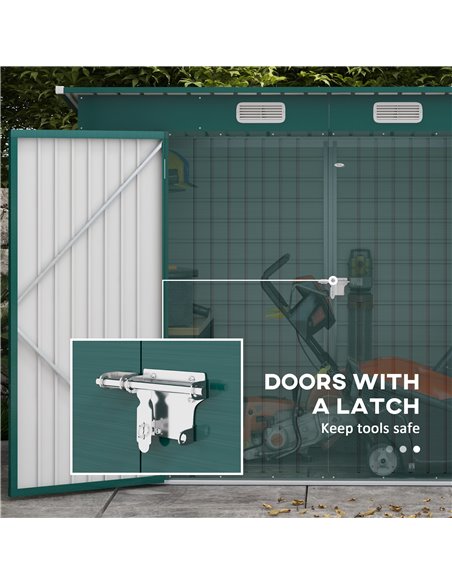 Outsunny 8 x 4FT Galvanised Garden Storage Shed, Metal Outdoor Shed with Double Doors and 2 Vents, Green 84H-118V00GN - pic 54463 | FastDaddyshop