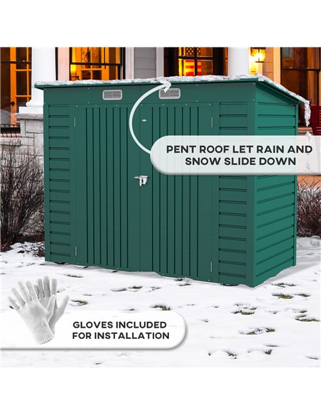 Outsunny 8 x 4FT Galvanised Garden Storage Shed, Metal Outdoor Shed with Double Doors and 2 Vents, Green 84H-118V00GN - pic 54465 | FastDaddyshop