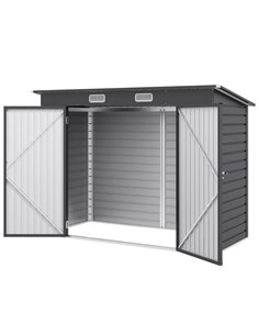 Outsunny 8 x 4FT Galvanised Metal Garden Storage Shed, Grey 84H-118V00GY