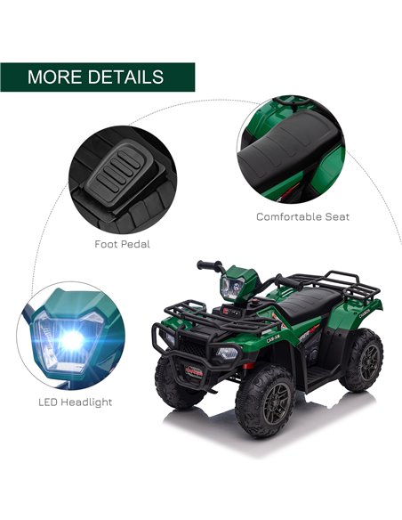 HOMCOM 12V Kids Quad Bike with Forward Reverse Functions, Electric Ride On ATV with Music, LED Headlights, for Ages 3-5 Years -  - pic 5447 | FastDaddyshop
