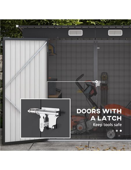 Outsunny 8 x 4FT Galvanised Garden Storage Shed, Metal Outdoor Shed with Double Doors and 2 Vents, Grey 84H-118V00GY - pic 54472 | FastDaddyshop