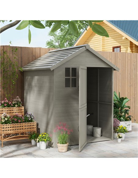 Outsunny 6 x 6.5FT Wooden Shed, Floor Included Garden Storage Shed with Waterproof Apex Roof and Clear Window 84H-099V00GY - pic 54478 | FastDaddyshop