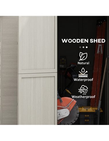 Outsunny 6 x 6.5FT Wooden Shed, Floor Included Garden Storage Shed with Waterproof Apex Roof and Clear Window 84H-099V00GY