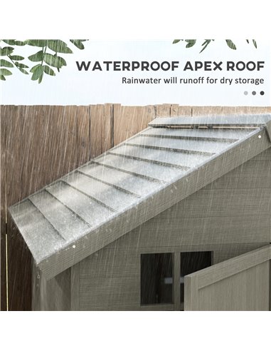 Outsunny 6 x 6.5FT Wooden Shed, Floor Included Garden Storage Shed with Waterproof Apex Roof and Clear Window 84H-099V00GY