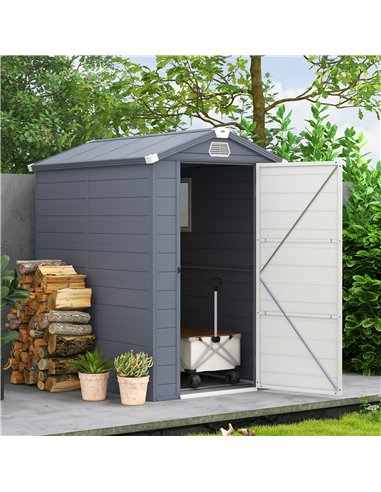 Outsunny 4 x 6ft Garden Shed with Foundation Kit, Grey 845-410V03CG
