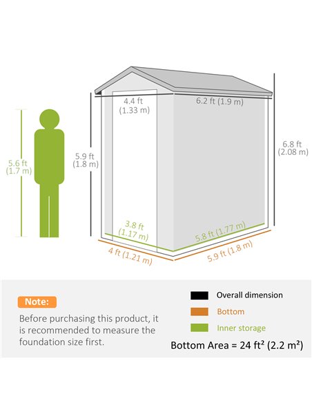 Outsunny 4 x 6ft Garden Shed with Foundation Kit, Polypropylene Outdoor Storage Tool House with Ventilation Slots and Lockable D - pic 54488 | FastDaddyshop