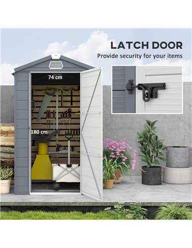 Outsunny 4 x 6ft Garden Shed with Foundation Kit, Polypropylene Outdoor Storage Tool House with Ventilation Slots and Lockable D