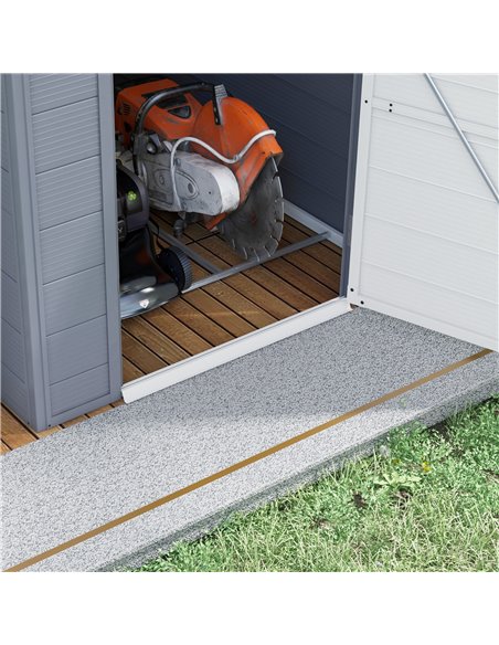 Outsunny 4 x 6ft Garden Shed with Foundation Kit, Polypropylene Outdoor Storage Tool House with Ventilation Slots and Lockable D - pic 54494 | FastDaddyshop