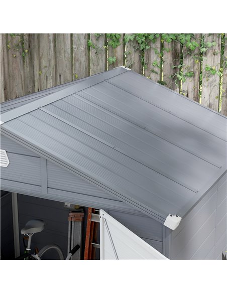 Outsunny 8 x 6ft Garden Shed with Foundation Kit, Polypropylene Outdoor Storage Tool House with Ventilation Slots and Lockable D - pic 54502 | FastDaddyshop