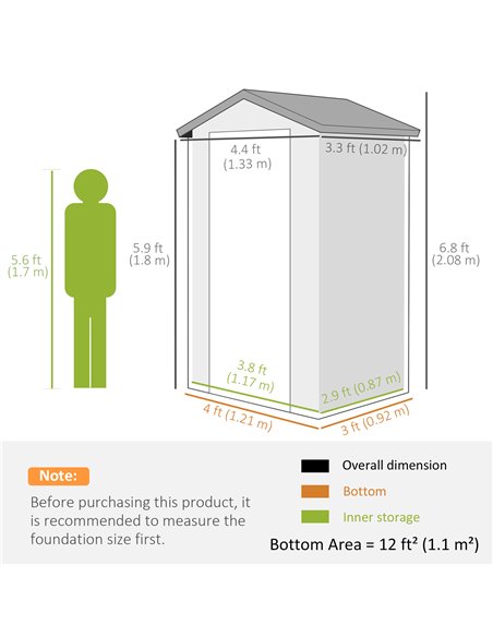 Outsunny 4 x 3ft Garden Shed with Foundation Kit, Polypropylene Outdoor Storage Tool House with Ventilation Slots and Lockable D - pic 54506 | FastDaddyshop