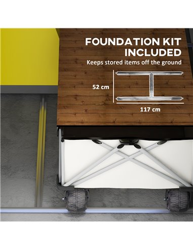 Outsunny 4 x 3ft Garden Shed with Foundation Kit, Polypropylene Outdoor Storage Tool House with Ventilation Slots and Lockable D
